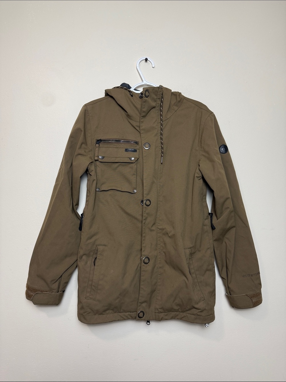 Volcom Men's Hooded Utility Jacket - Olive Brown size XS